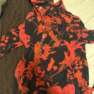 Valentino Black and Orange Floral Blouse